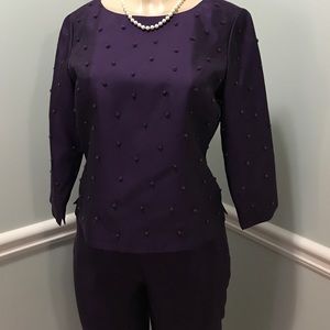 Talbots 2 piece Silk Pant Suit Size 8P